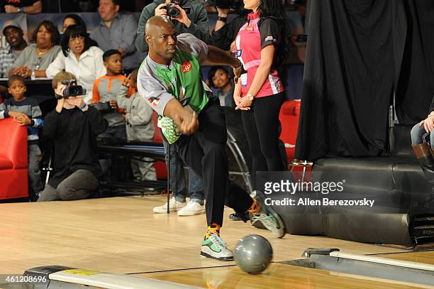 Former NFL player Terrell Owens bowls in the 6th Annual CP3 PBA Celebrity Invitational presented by AMF hosted by L.A. Clippers all-star guard Chris...