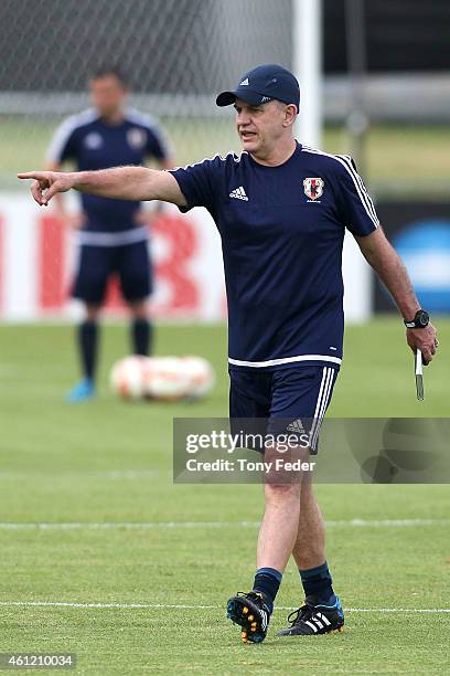 Japan coach Javier Aguirre during a Japan 2015 Asian Cup training session on January 9, 2015 in Newcastle, Australia.