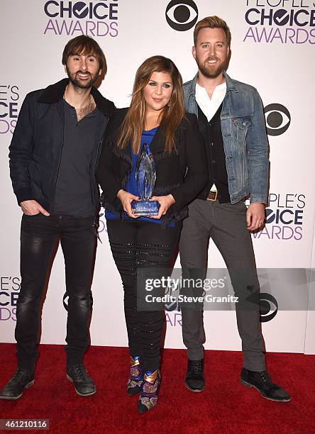 Dave Haywood, Hillary Scott, Charles Kelley poses at The 41st Annual People's Choice Awards at Nokia Theatre LA Live on January 7, 2015 in Los...