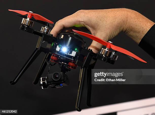 An RC EYE One Xtreme drone from RC Logger is displayed at the 2015 International CES at the Las Vegas Convention Center on January 8, 2015 in Las...