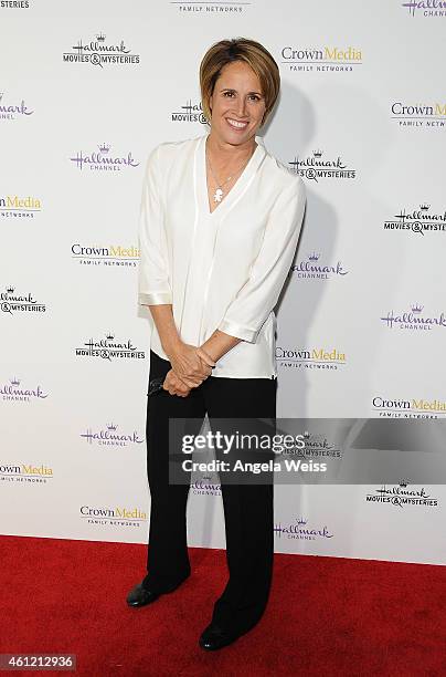 Actress Mary Carillo arrives at Hallmark Channel & Hallmark Movie Channel's 2015 Winter TCA party at Tournament House on January 8, 2015 in Pasadena,...