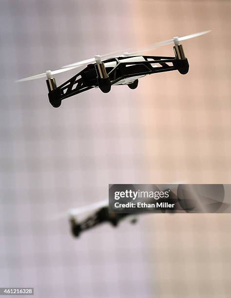 Parrot MiniDrones fly at the 2015 International CES at the Las Vegas Convention Center on January 8, 2015 in Las Vegas, Nevada. CES, the world's...