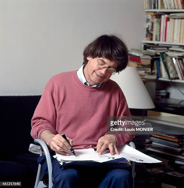 Portrait of French cartoonist Cabu in July 1996 in France.