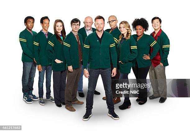 Pictured: Donald Glover as Troy, Danny Pudi as Abed, Alison Brie as Annie, John Olliver as Duncan, Jonathan Banks as Pat Nichols, Joel McHale as Jeff...