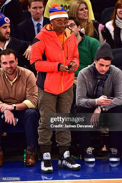 Spike Lee attends the Houston Rockets vs New York Knicks game at Madison Square Garden on January 8, 2015 in New York City.