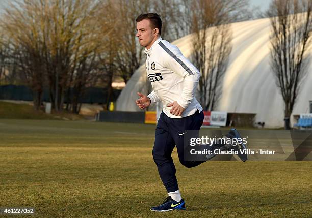 Xherdan Shaqiri of FC Internazionale during his first team training at Appiano Gentile on January 9, 2015 in Como, Italy.