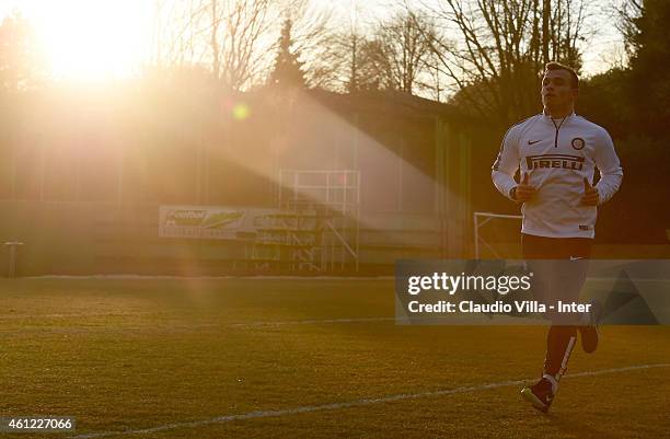 Xherdan Shaqiri of FC Internazionale during his first team training at Appiano Gentile on January 9, 2015 in Como, Italy.