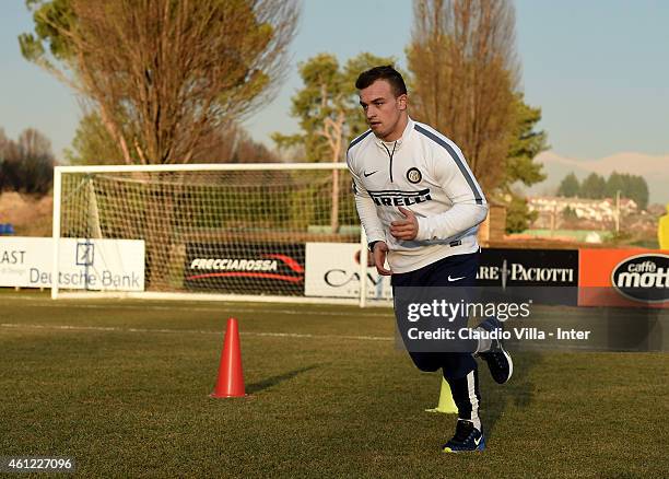 Xherdan Shaqiri of FC Internazionale during his first team training at Appiano Gentile on January 9, 2015 in Como, Italy.