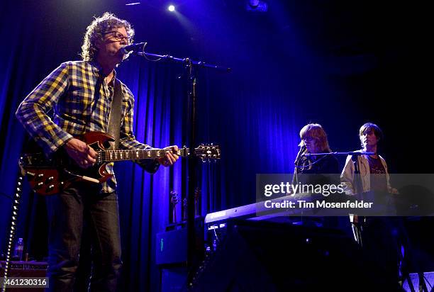 Gary Louris, Karen Grotberg, and Kraig Johnson of The Jayhawks perform at The Fillmore on January 8, 2015 in San Francisco, California.