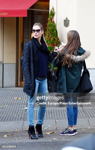 Luis Figo's wife Helen Svedin and her daughter Daniela Figo are seen on December 13, 2015 in Madrid, Spain.