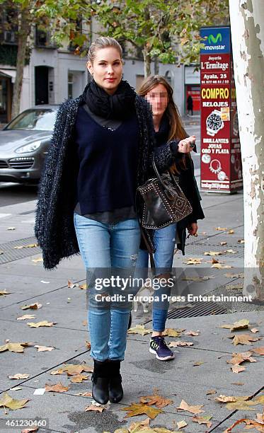 Luis Figo's wife Helen Svedin and her daughter Daniela Figo are seen on December 13, 2015 in Madrid, Spain.