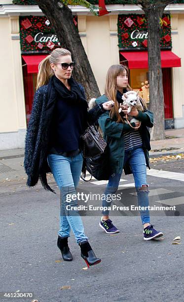 Luis Figo's wife Helen Svedin and her daughter Daniela Figo are seen on December 13, 2015 in Madrid, Spain.