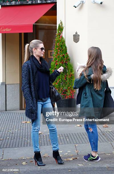 Luis Figo's wife Helen Svedin and her daughter Daniela Figo are seen on December 13, 2015 in Madrid, Spain.