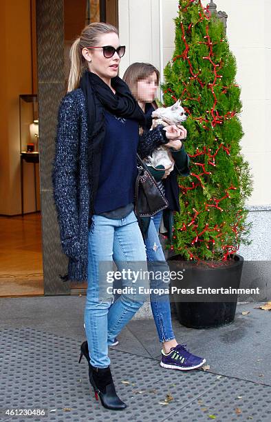 Luis Figo's wife Helen Svedin and her daughter Daniela Figo are seen on December 13, 2015 in Madrid, Spain.