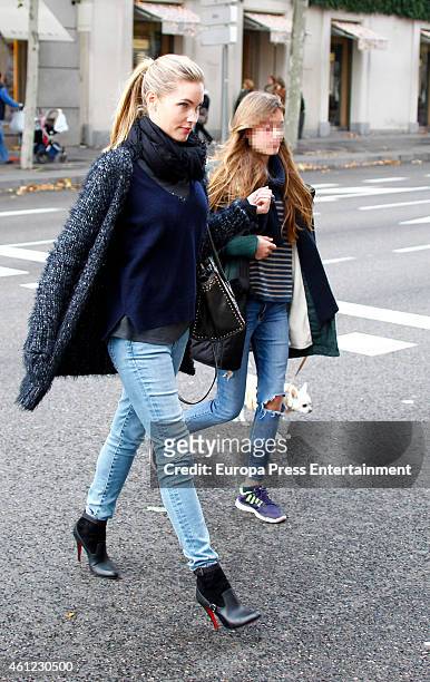 Luis Figo's wife Helen Svedin and her daughter Daniela Figo are seen on December 13, 2015 in Madrid, Spain.