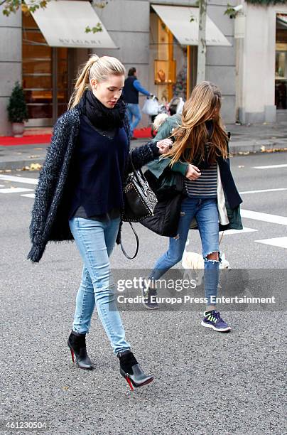 Luis Figo's wife Helen Svedin and her daughter Daniela Figo are seen on December 13, 2015 in Madrid, Spain.