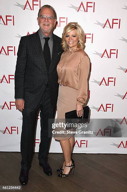 Trustee Rich Frank and Leslie Miller attend the 15th Annual AFI Awards at Four Seasons Hotel Los Angeles at Beverly Hills on January 9, 2015 in...