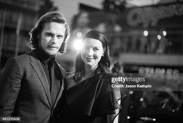 Actor Sam Heughan and actress Caitriona Balfe attend The 41st Annual People's Choice Awards at Nokia Theatre LA Live on January 7, 2015 in Los...