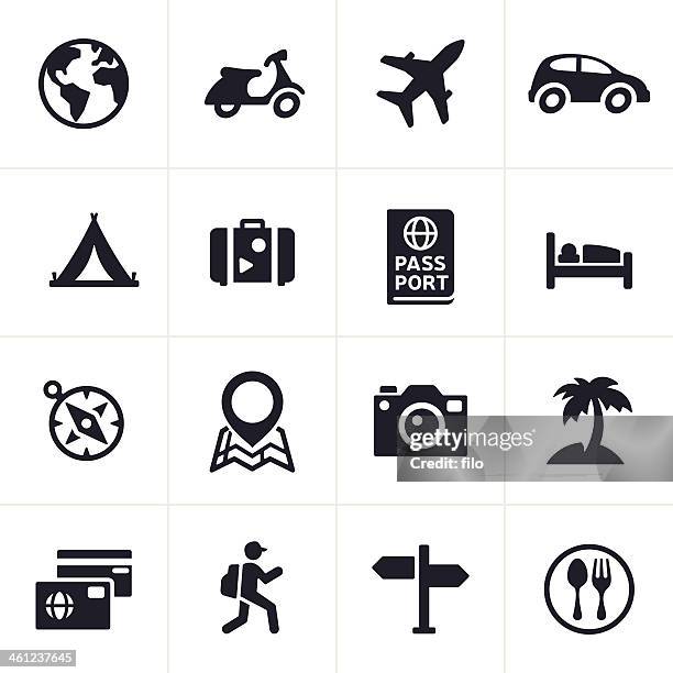 travel icons - leisure activity stock illustrations