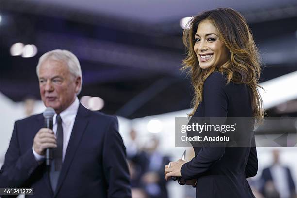 Nicole Scherzinger opens the London Boat Show at ExCel on January 9, 2015 in London, England. Until the 18th of January the London Boat Show will...