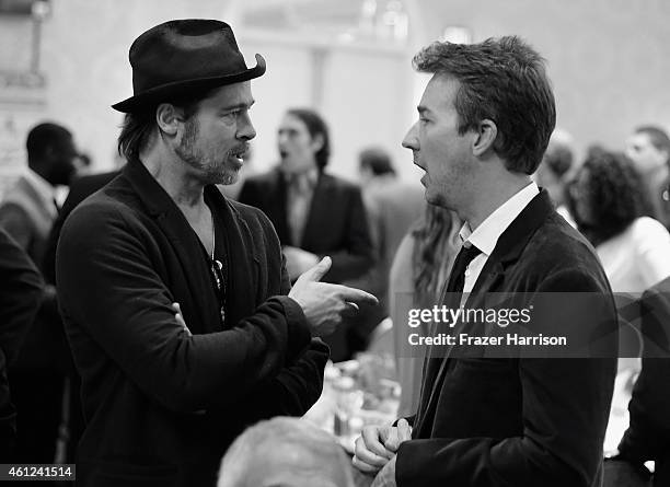 Actors Brad Pitt and Edward Norton attend the 15th Annual AFI Awards at Four Seasons Hotel Los Angeles at Beverly Hills on January 9, 2015 in Beverly...