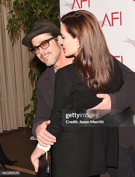 Actor Brad Pitt and actress/director Angelina Jolie attend the 15th Annual AFI Awards at Four Seasons Hotel Los Angeles at Beverly Hills on January...