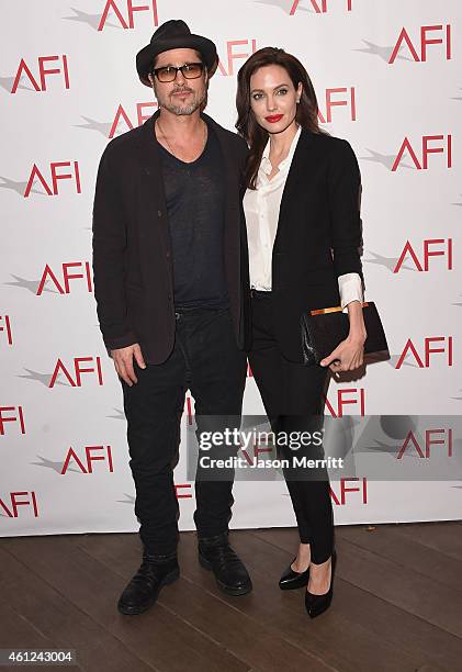 Actor/producer Brad Pitt actress/director Angelina Jolie attend the 15th Annual AFI Awards at Four Seasons Hotel Los Angeles at Beverly Hills on...