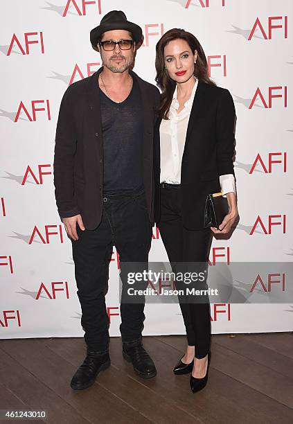 Actor/producer Brad Pitt actress/director Angelina Jolie attend the 15th Annual AFI Awards at Four Seasons Hotel Los Angeles at Beverly Hills on...