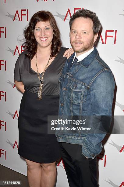 Actress Allison Tolman and guest attends the 15th Annual AFI Awards at Four Seasons Hotel Los Angeles at Beverly Hills on January 9, 2015 in Beverly...