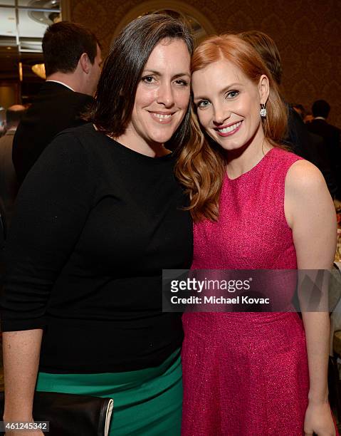 Producer Emma Thomas and actress Jessica Chastain attend the 15th Annual AFI Awards Luncheon at Four Seasons Hotel Los Angeles at Beverly Hills on...