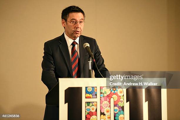 Barcelona President Josep Maria Bartomeu supports the launch of '1 in 11', a partnership between FC Barcelona Foundation, UNICEF and Reach out to...