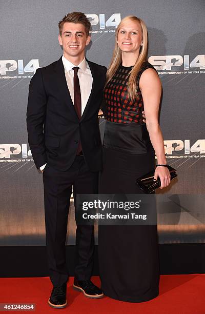 Max Whitlock and Leah Hickton attend the BBC Sports Personality of the Year awards at The Hydro on December 14, 2014 in Glasgow, Scotland.