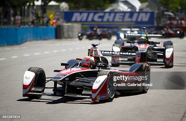 Karun Chandhok of India and Mahindra Racing Formula E Team drives his car during the Formula E Cars Complete Shakedown as part of 2015 FIA Formula E...