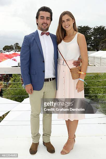 Frances Abbott and boyfriend Lindsay Smith attend the Portsea Polo event at Point Nepean Quarantine Station on January 10, 2015 in Melbourne,...