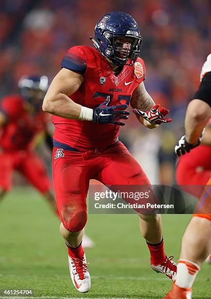 Linebacker Scooby Wright III of the Arizona Wildcats in action during the Vizio Fiesta Bowl against the Boise State Broncos at University of Phoenix...