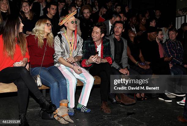 Aimee Phillips, Ian Chaloner, Nick Grimshaw, Luke Evans, Sofia Davis, Samuel L. Jackson, Beardyman and Adam Dewhurst sit in the front row during the...