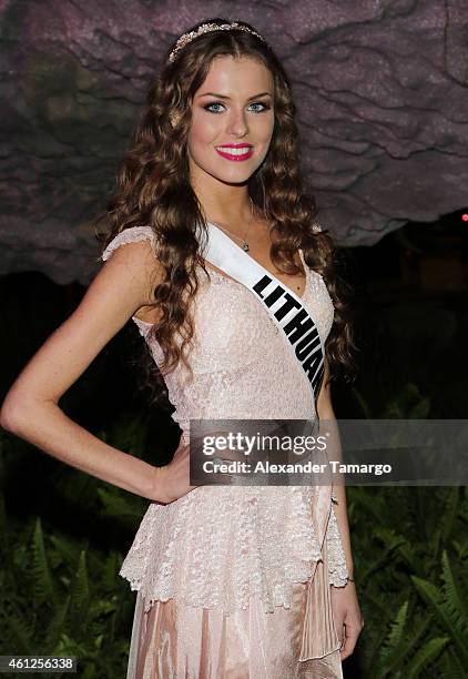 Miss Lithuania Patricija Belousova attends Miss Universe Welcome Event and Reception at Downtown Doral Park on January 9, 2015 in Doral, Florida.