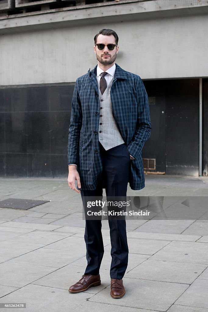 Street Style - London Collections: MEN AW15 - January 09 To January 12, 2015