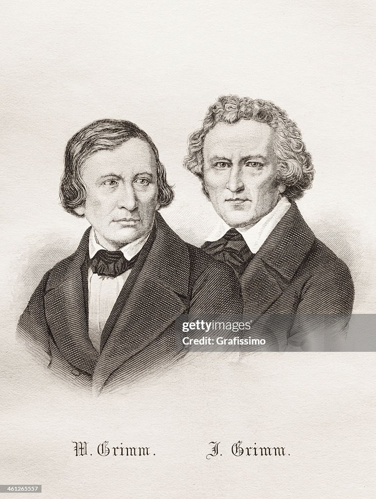Authors brothers Grimm engraving from 1877