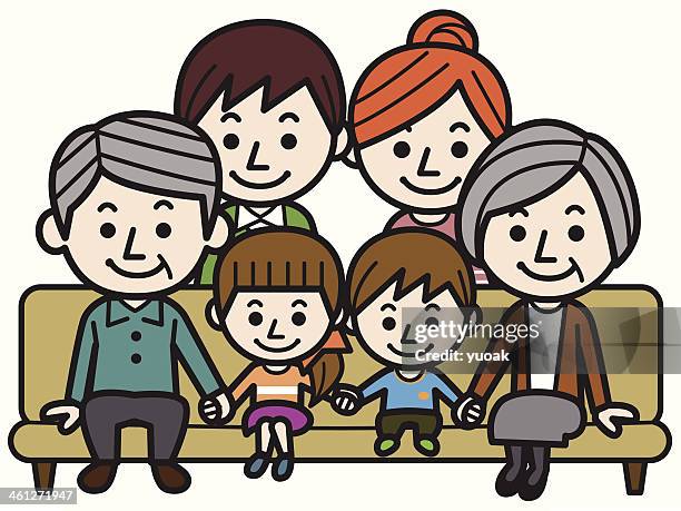 glückliche große familie - adolescent daughter mother portrait stock-grafiken, -clipart, -cartoons und -symbole