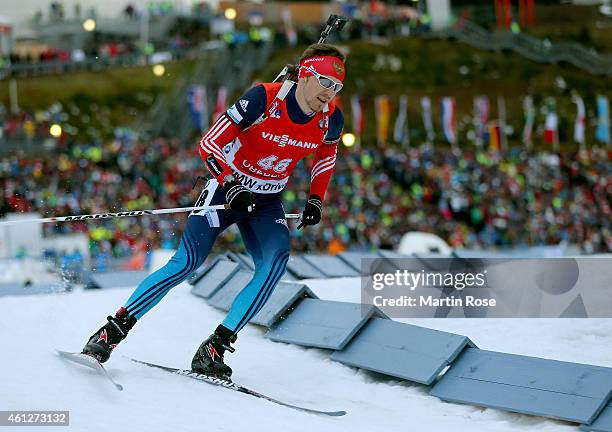 Timofey Lapshin of Russia competes during the Men's 10 km sprint of the BMW World Cup on January 10, 2015 in Oberhof, Germany.