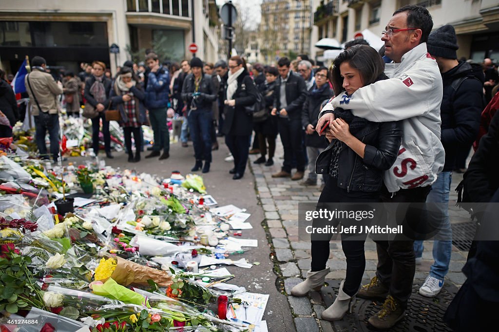 Tributes And Reaction To Paris Terror Attacks After Gunmen Kill 17 People