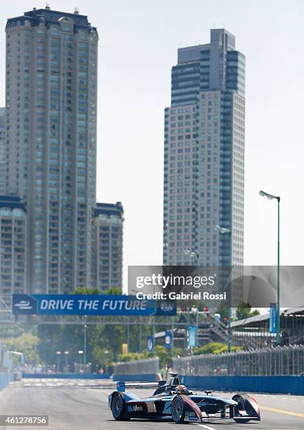 Oriol Servia of Spain and Dragon Racing Formula E Team during the qualifying session as part of 2015 FIA Formula E Buenos ePrix at Puerto Madero...