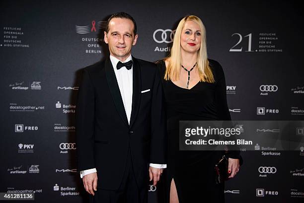 Heiko Maas and Corinna Maas attend the 21st Aids Gala at Deutsche Oper Berlin on January 10, 2015 in Berlin, Germany.