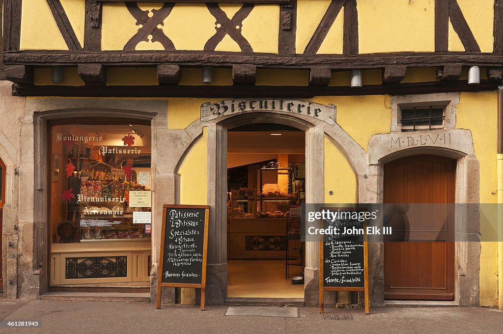 Biscuit store in half-timbered building