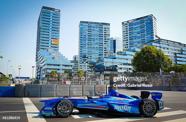 Antonio Felix da Costa of Portugal and Amlin Aguri Formula E Team during the 2015 FIA Formula E Buenos ePrix at Puerto Madero Street Race Track on...