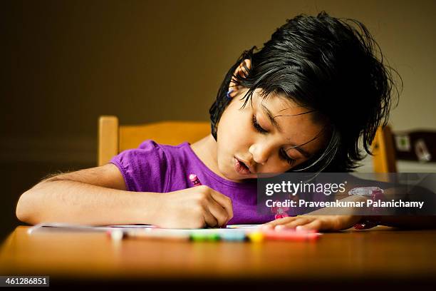 little girl drawing - art and craft stock pictures, royalty-free photos & images