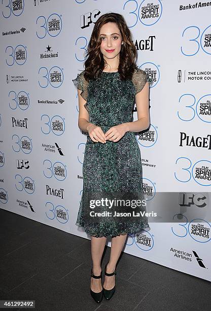 Actress Emmy Rossum attends the 2015 Film Independent filmmaker grant and Spirit Awards nominees brunch at BOA Steakhouse on January 10, 2015 in West...