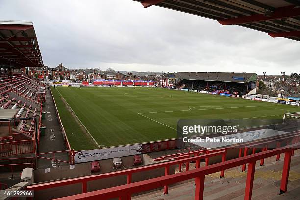General View of St James Park prior to the Sky Bet League Two match between Exeter City and Northampton Town at St James Park on January 10, 2015 in...