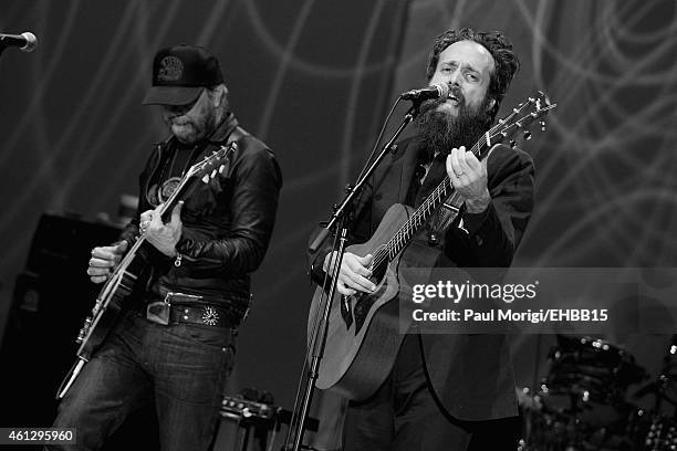 Daniel Lanois and Samuel Beam of Iron & Wine rehearses for The Life & Songs of Emmylou Harris: An All Star Concert Celebration at DAR Constitution...